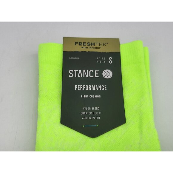 Stance Run Light Quarter Crew Cut Volt Socks Small Men's 3-5.5 Women's 5 -7.5 - Picture 5 of 6